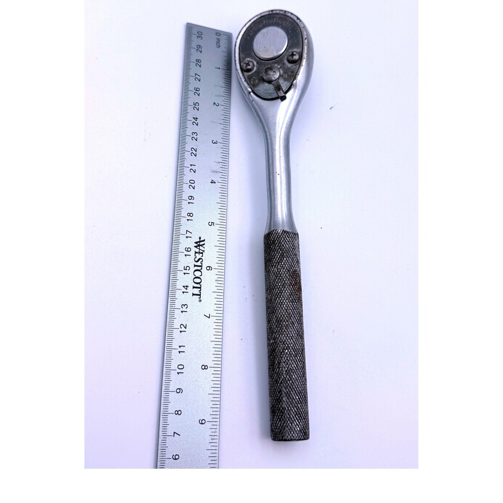 Challenger Ratchet 1/2 Drive 10" Vintage MFR 1661 USA Knurled Grip‎ Handle
